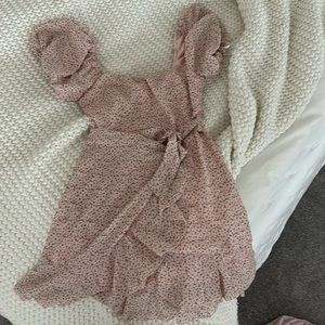 Princess Polly pink floral mini wrap dress Size 2 🌸